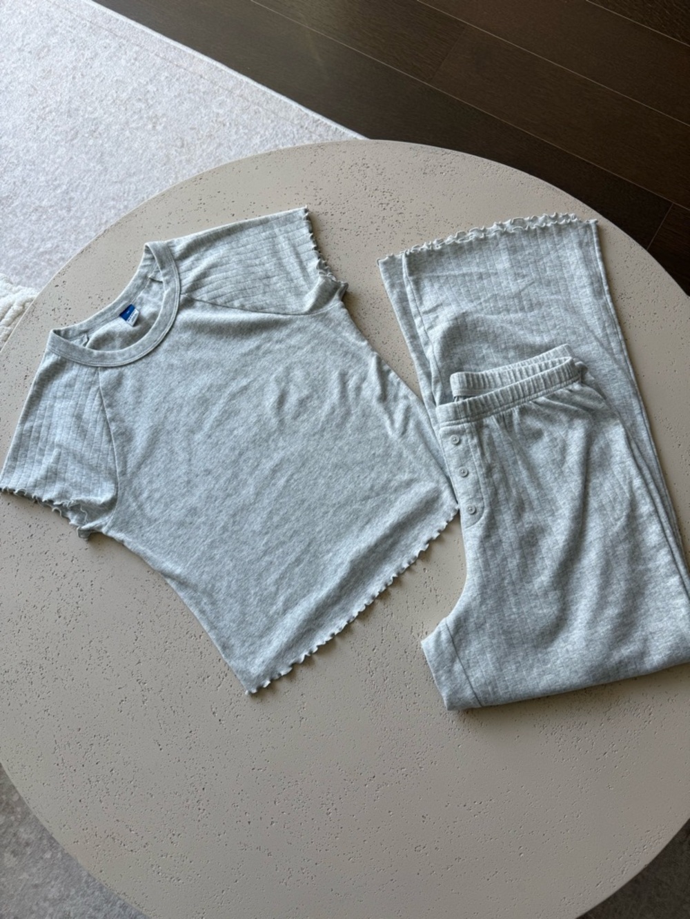 Old Navy Heather Gray Pointelle Pajama Set